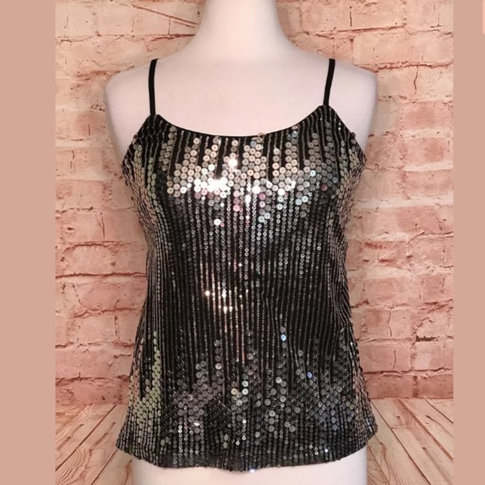 💕SOLD💕Rue 21 Black Fashion Sequined Tank Top - Picture 1 of 7